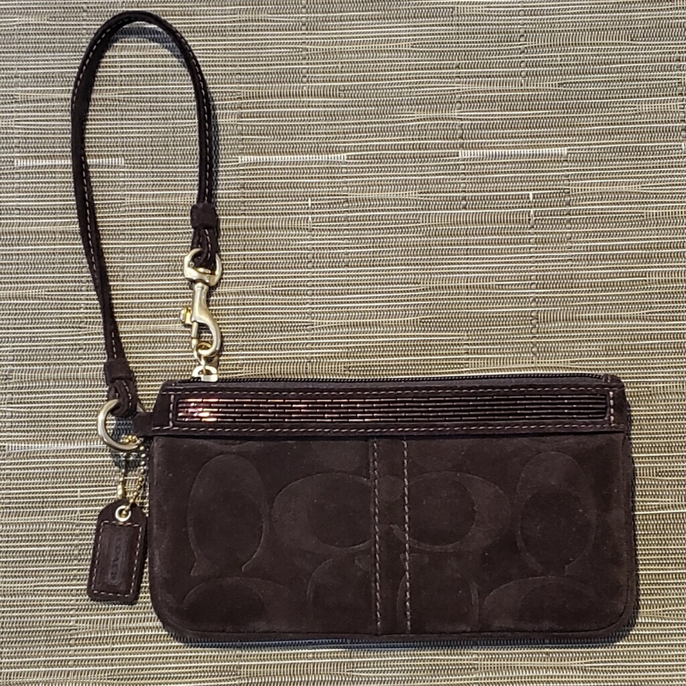 Vintage Coach Brown Suede Wristlet